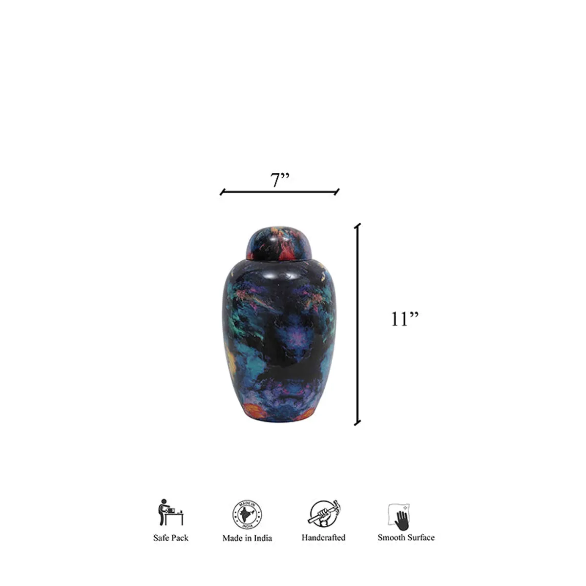 Galaxy-pattern urn vase on a white background