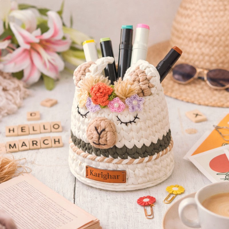 Handcrafted Multicolor Crochet Stationery Holder