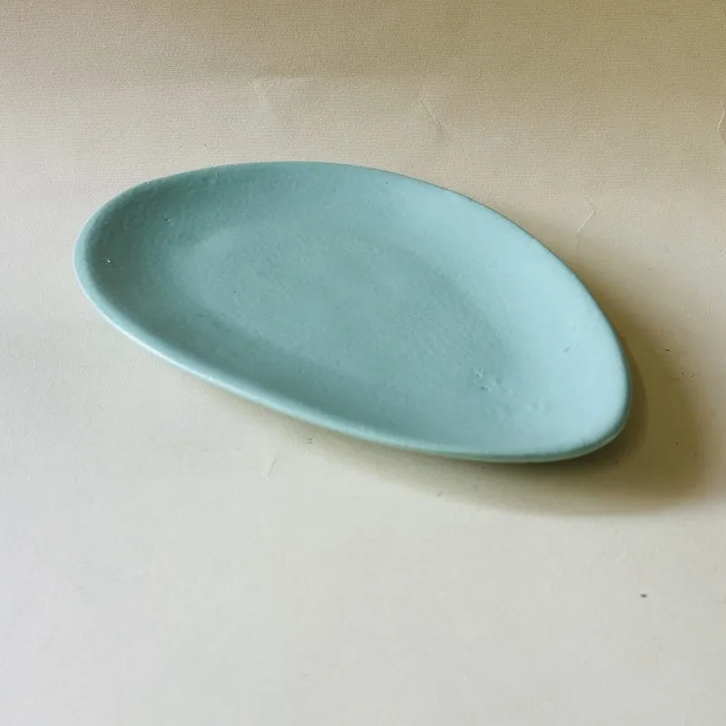 Almond Ceramic Platter (8 Inch) - Green media 5