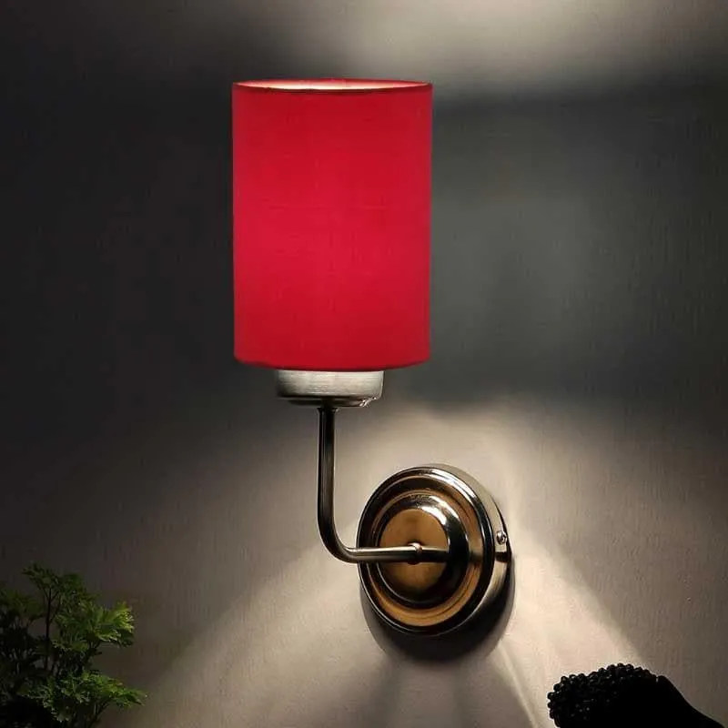 Biyox Cylindrical Fabric Wall Lamp - Red media 1