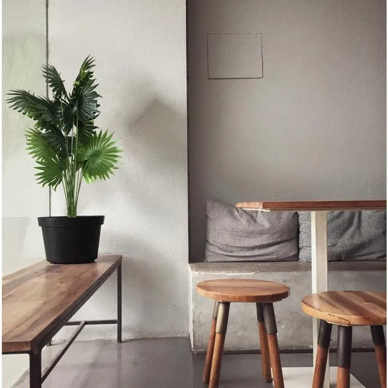 ExoticaGreen Artificial Fan Palm Plant With Black Plastic Pot - 1 Feet media 6