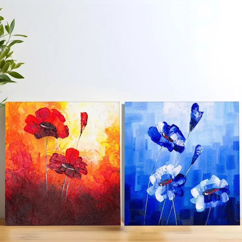 Fiery Blue Floral Wall Art media 3