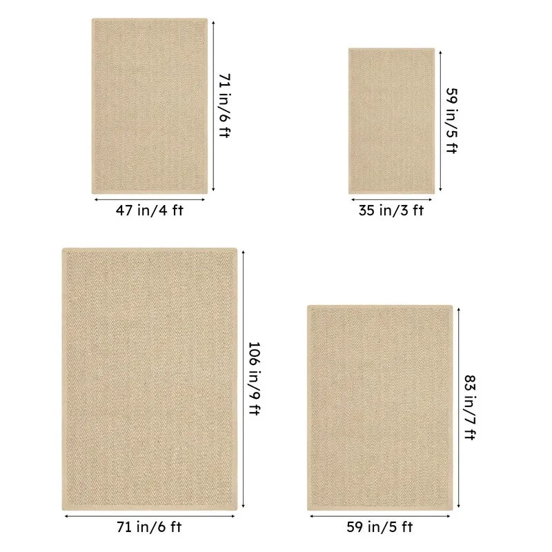 Saral Home ChevronTread Anti-Slip Jute Cotton Area Rug - Beige media 7