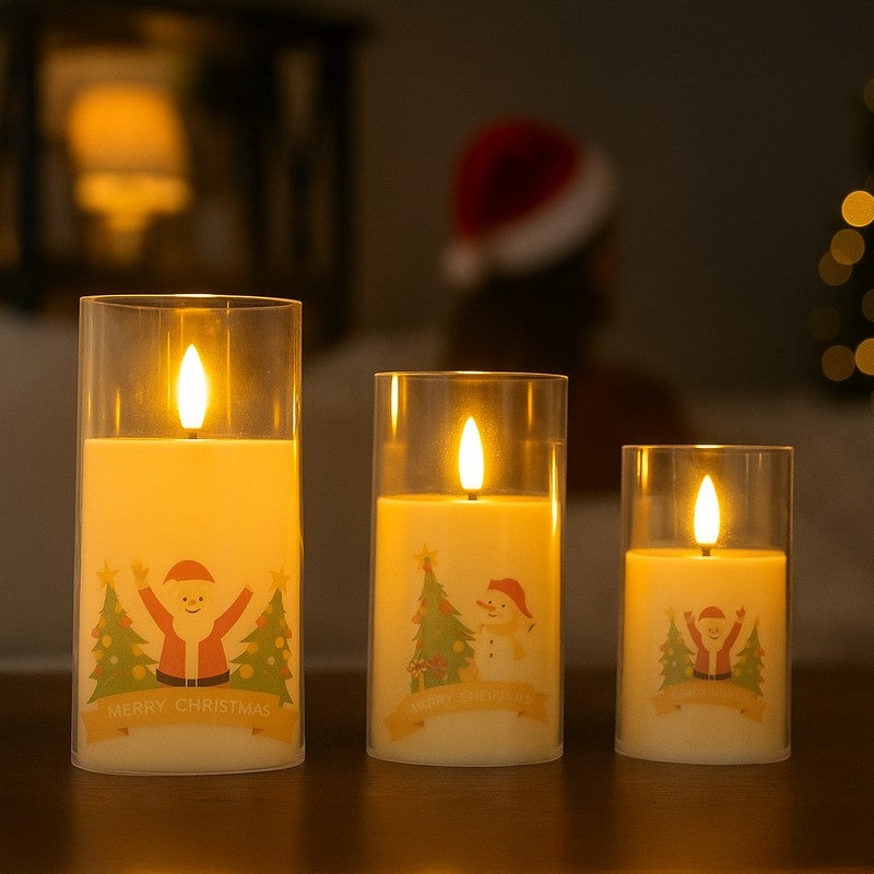 Santa Glow Battery Candle - Set Of Three media 3