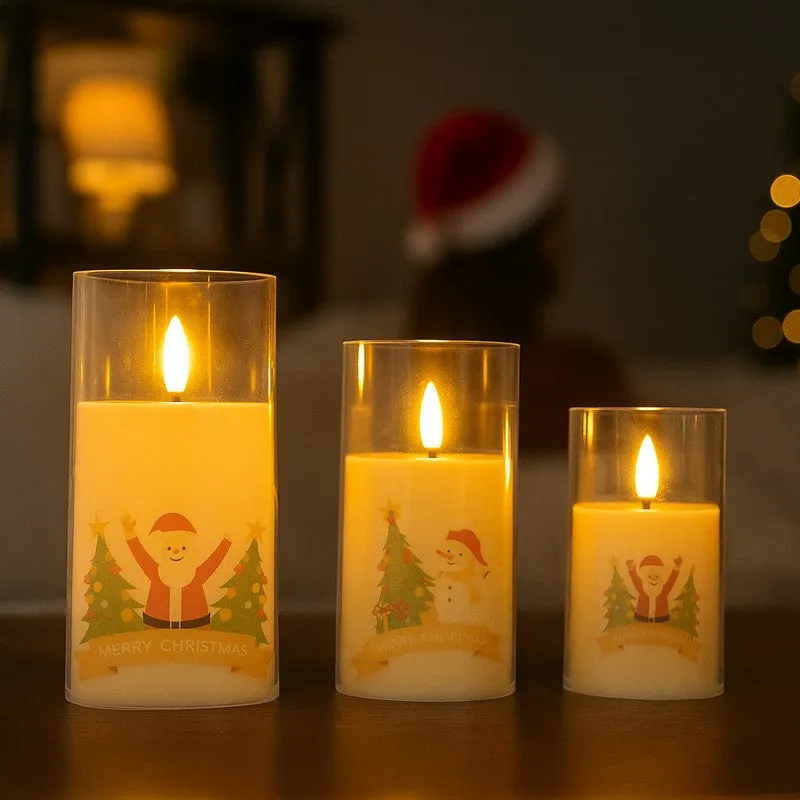 Santa Glow Battery Candle - Set Of Three media 3