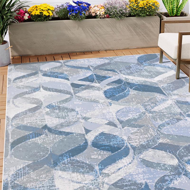 Amandil Abstract Polyester Anti-Skid Carpet - Blue media 3