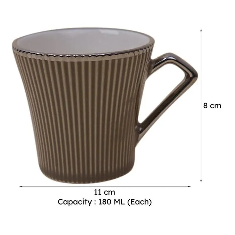 Thira Porcelain Tea Cup (180 mL Each/Brown) - Set of Six media 8