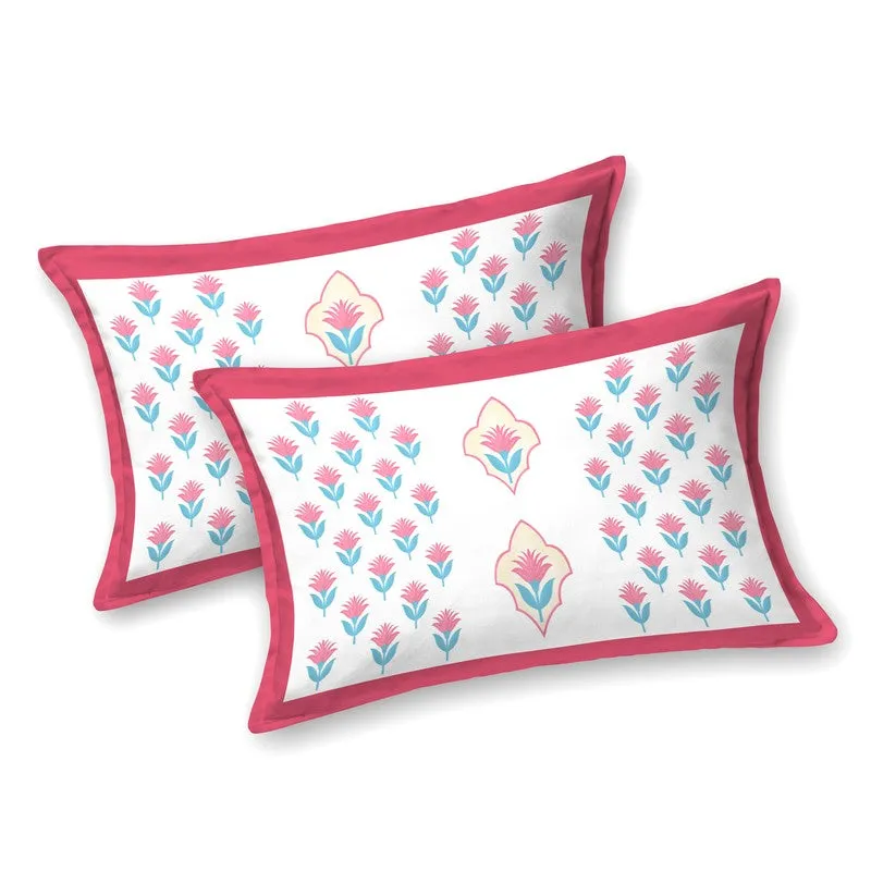 Royal Print Cotton Bedsheet (Pink,White) - 120 TC media 4