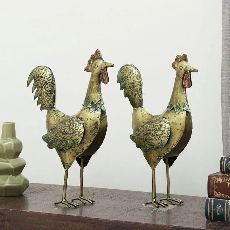 Cockerel Whimsy Showpiece - Set Of Two media 1