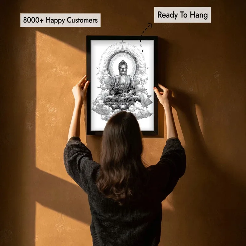 Buddha Within The Circle Of Silence Wall Painting With Black Frame media 7