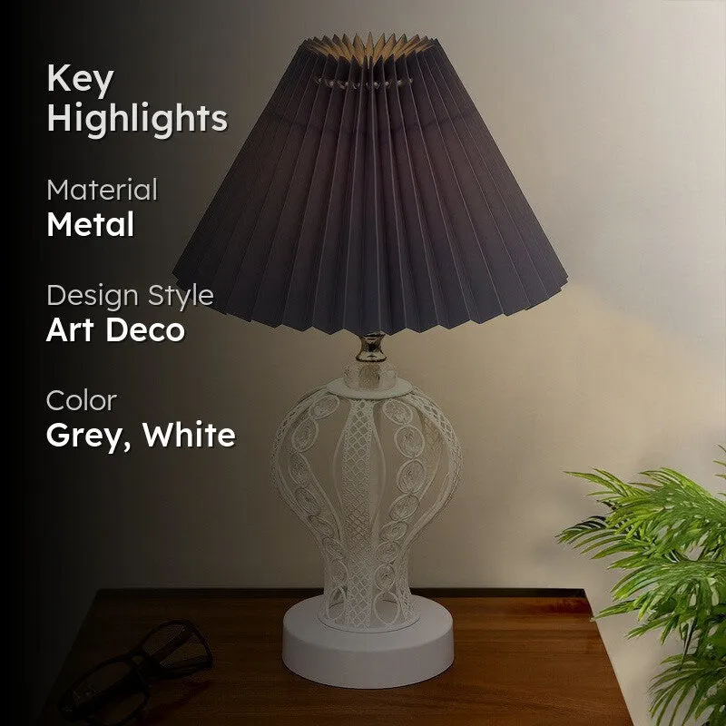 Irelle French Pleat Metal Table Lamp - Grey,White media 2
