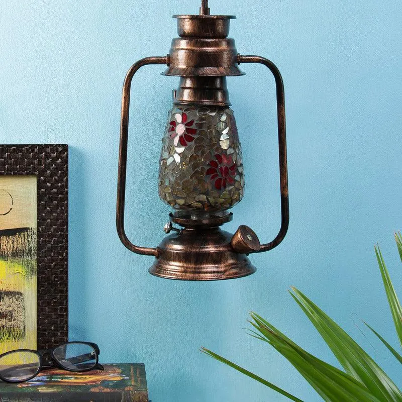 Phoolkari Mosaic Lantern Iron Wall Lamp - Copper media 3