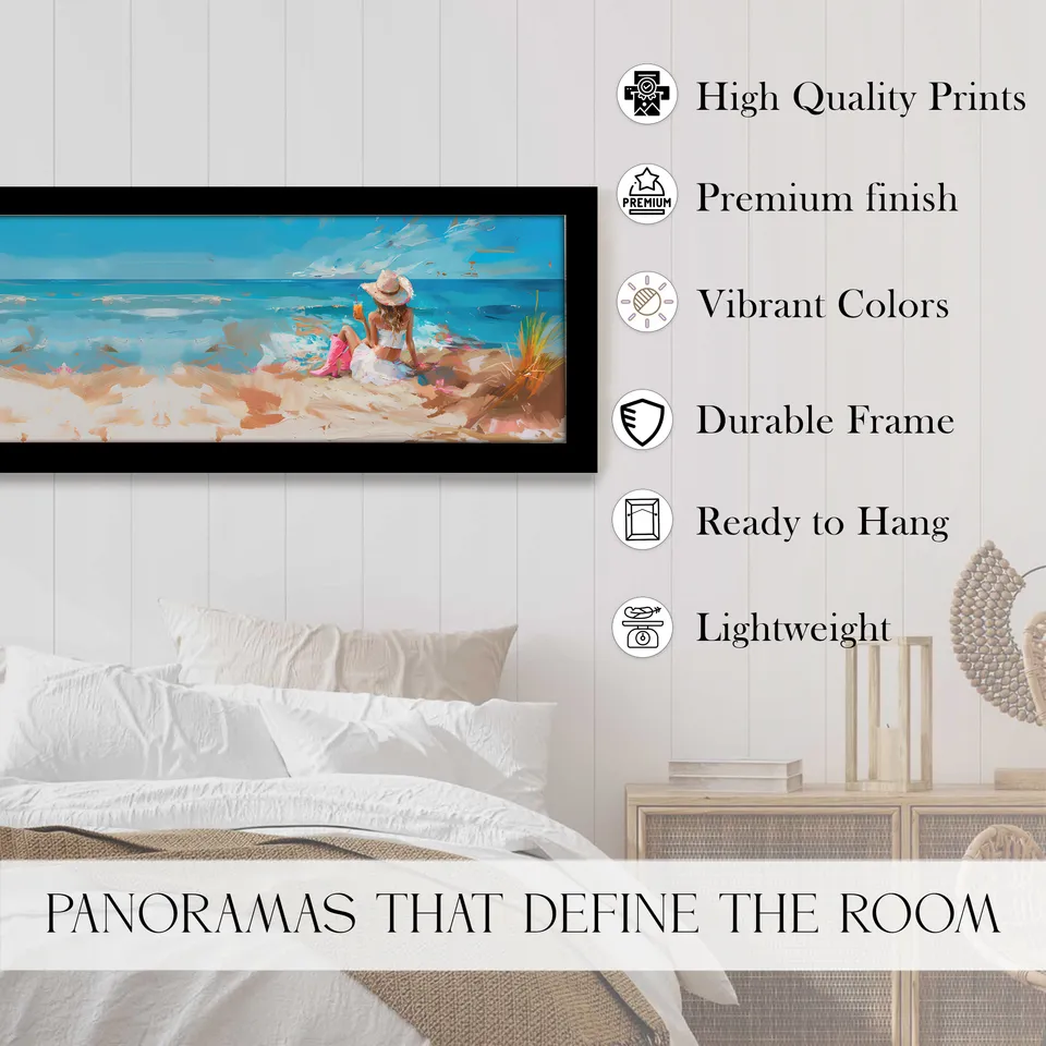Solarae Summer Beach Wall Painting With Frame media 3