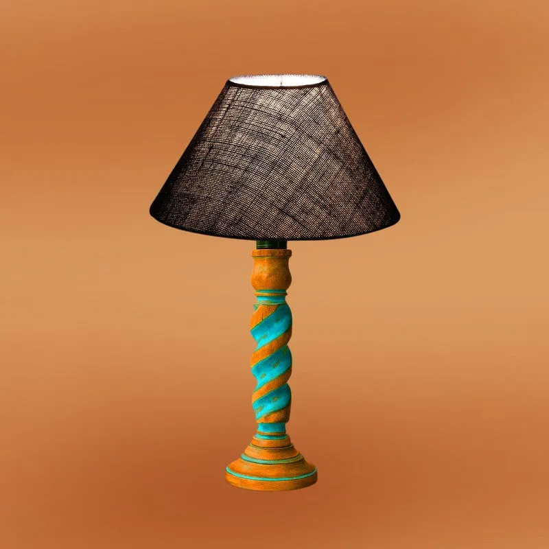 Elara Lumo Wooden Table Lamp - Blue media 6