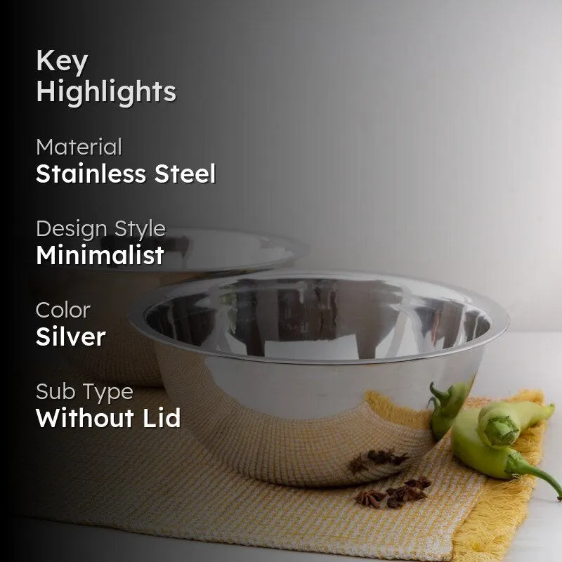 Circular Steel Mixing Bowl (5200 mL Each) - Set Of Two media 2