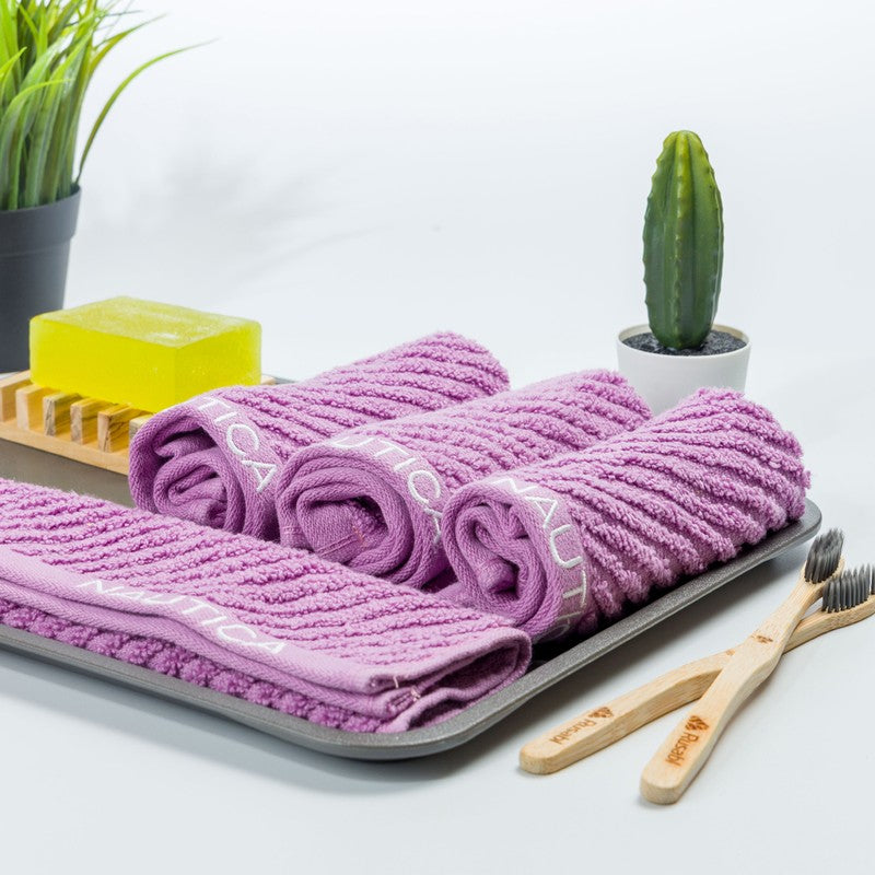Nautica Dove Cotton Hand & Face Towel (Lilac) - Set Of Four media 3