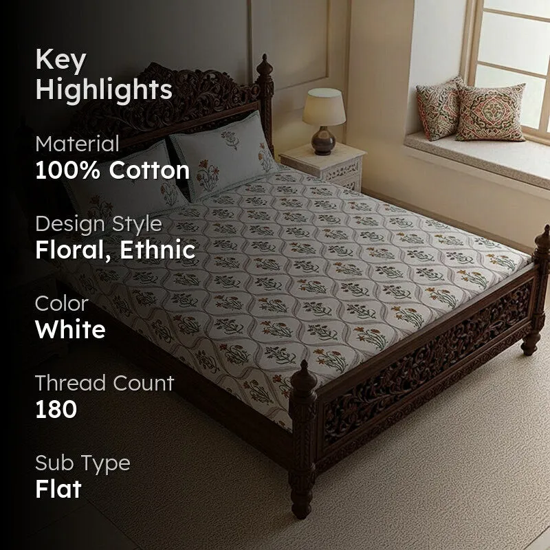 Mukta Cotton Bedsheet (Pink, Yellow) - 180 TC media 2
