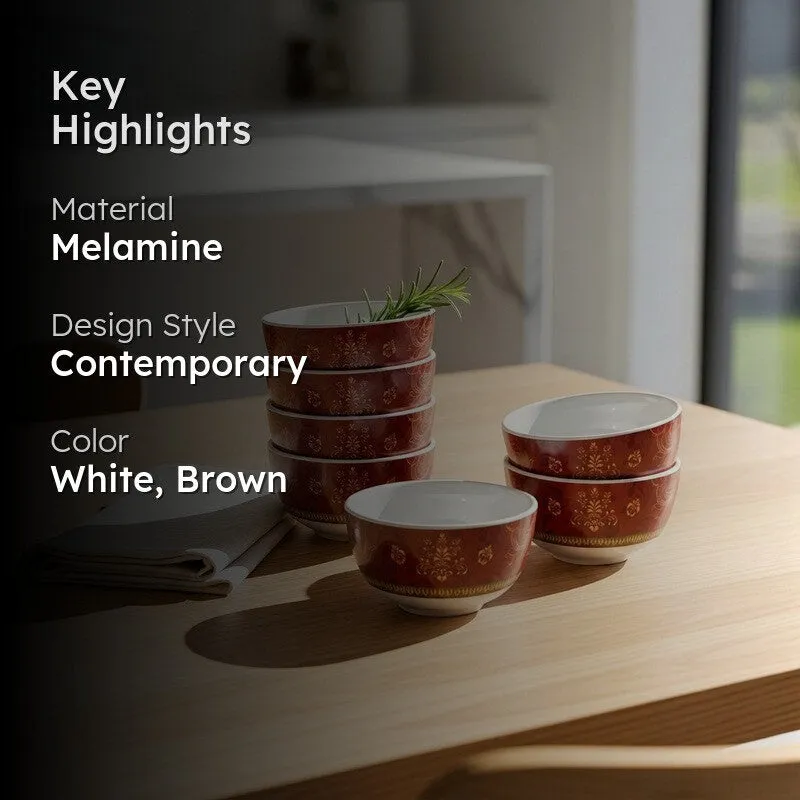 Ornamental Melamine Snack Bowls (200 mL Each) - Set of Six media 2