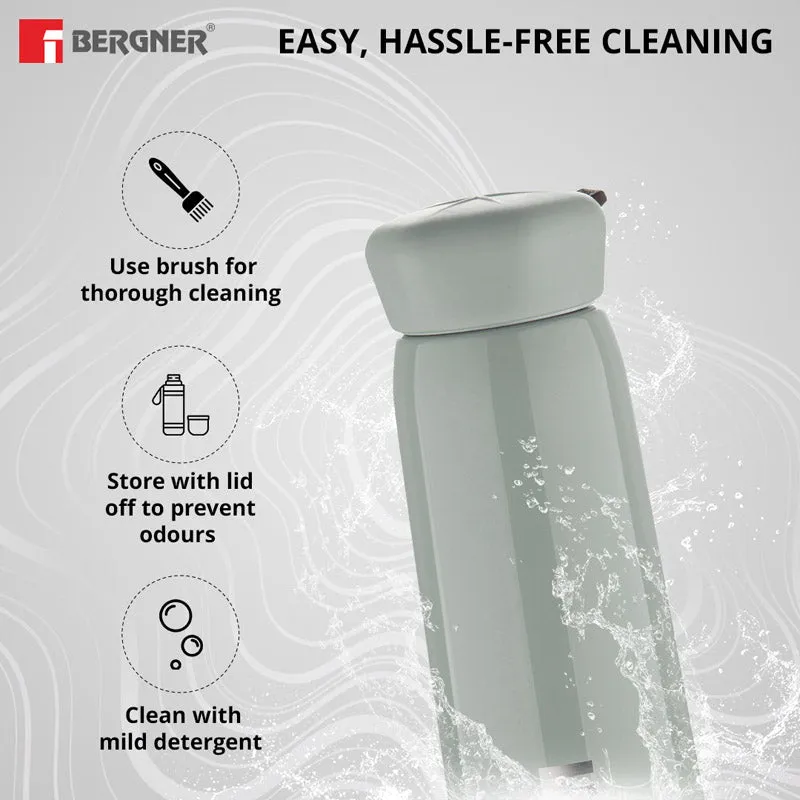 Bergner Walking Lily Luxe Thermosteel Hot and Cold Flask (Grey) - 400 mL media 4