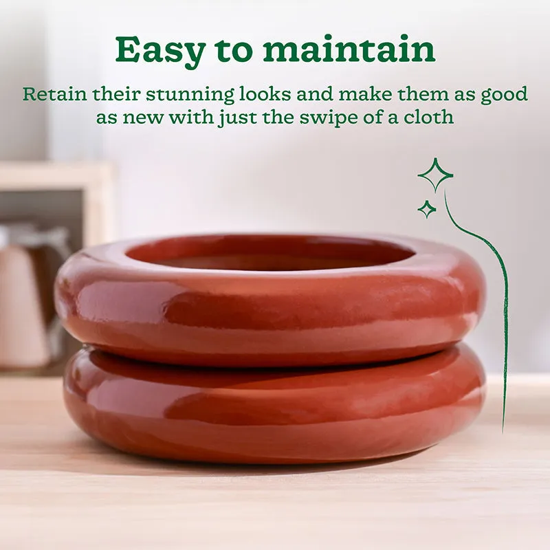 Ugaoo Ceramicurve Two Layer Ceramic Planter - Terracotta media 4