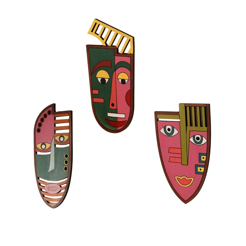 Wadha Mask Wooden Wall Accent - Set of Three media 4