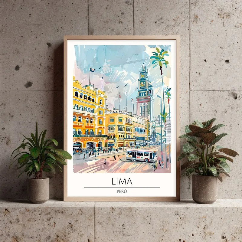 Vintage Lima Framed Canvas Archival Canvas Wall Painting - Natural Brown Frame media 3