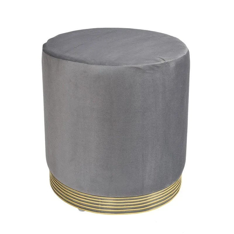 Velour Solid Velvet Pouffe - Grey media 3