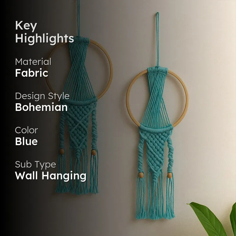 Knottic Macrame Fabric Wall Accent (Blue) - Set Of Two media 2