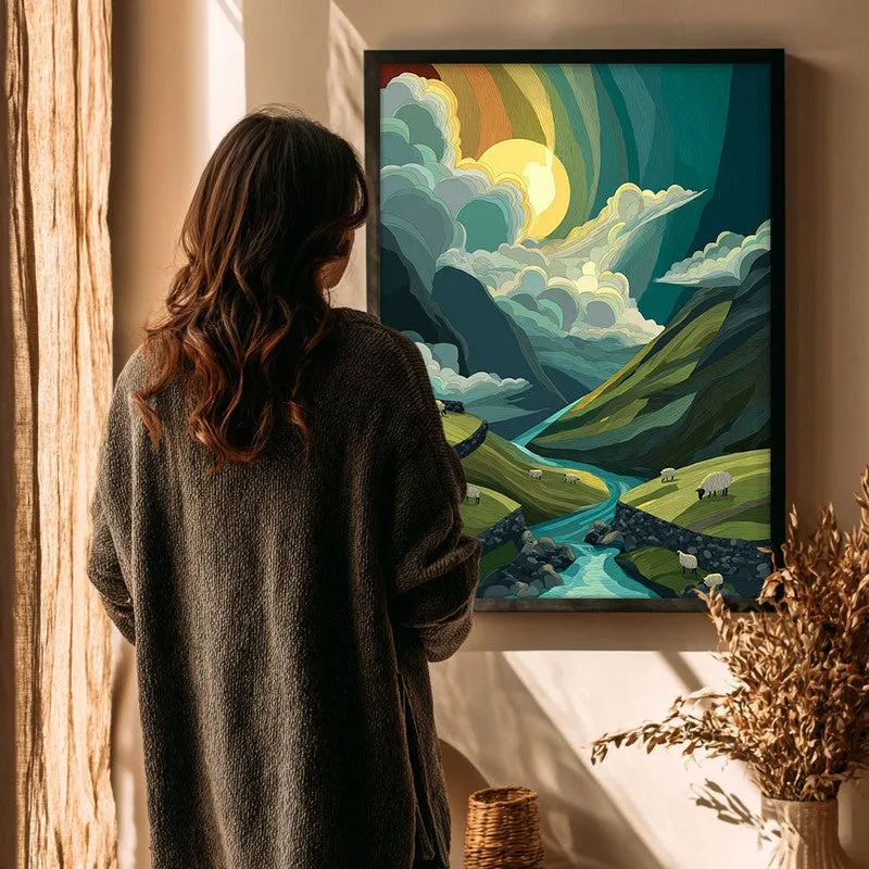 Emerald Valley Canvas Wall Painting - Black Frame media 4