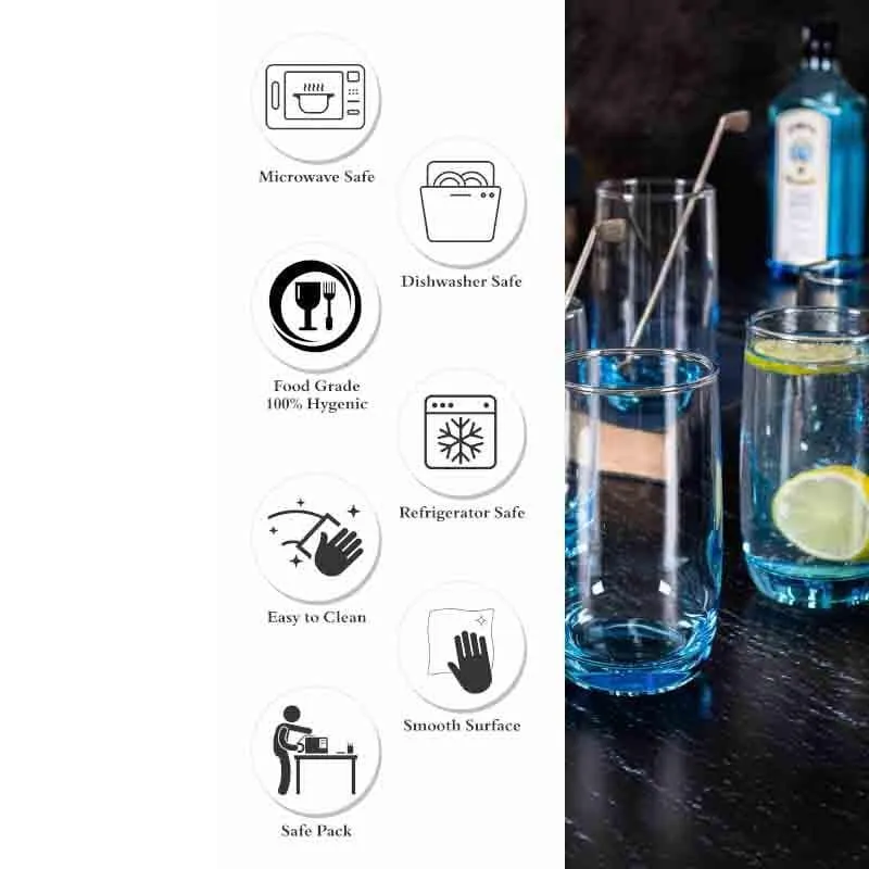 Peacock Shine Glass Tumbler (290 ml ) - Set of Six media 5