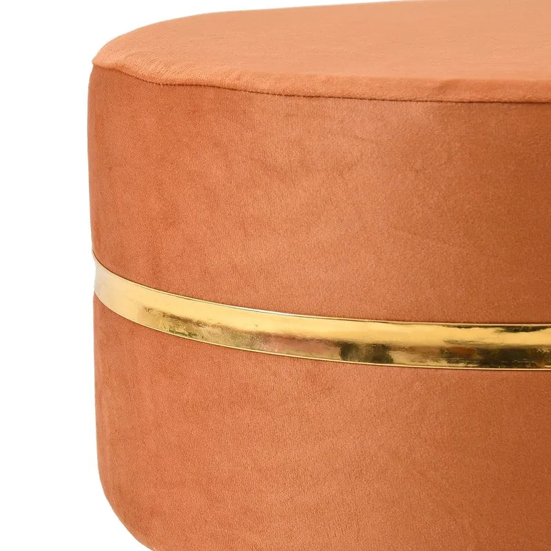 Classic Solid Velvet Ottoman - Orange media 4