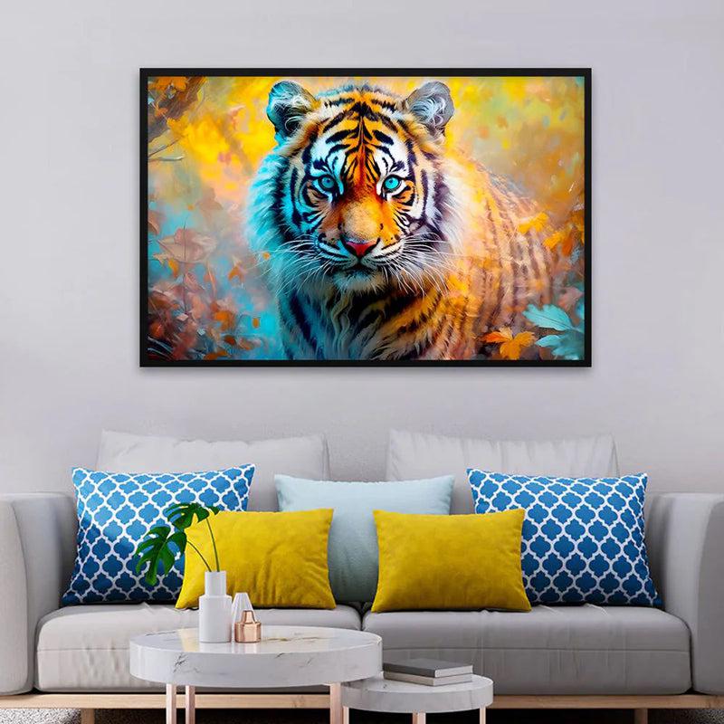 Eye Of The Tiger Canvas Wall Painting With Frame - Black