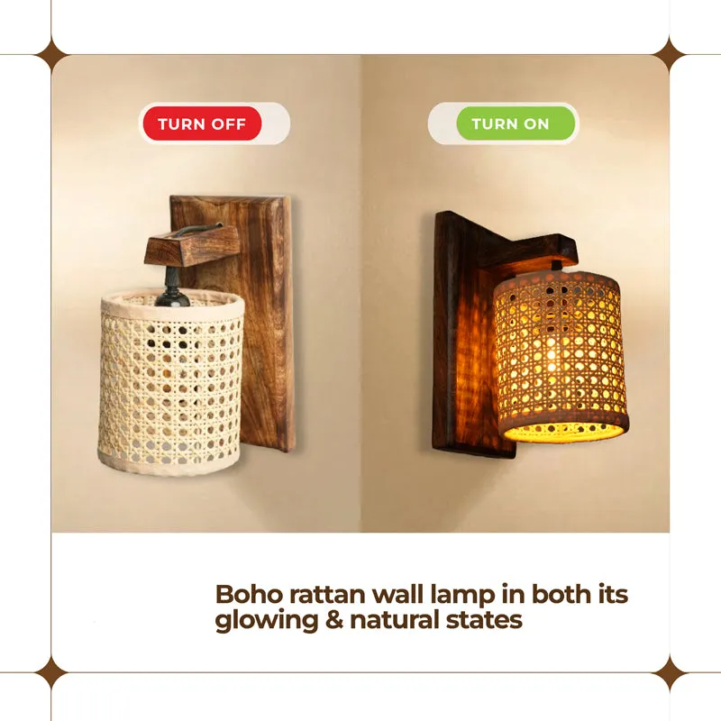 LumaRay Rattan Wall Lamp With Mango Wood Base media 6