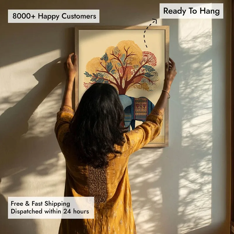 Gajraj Canvas Wall Painting With Brown Frame media 8