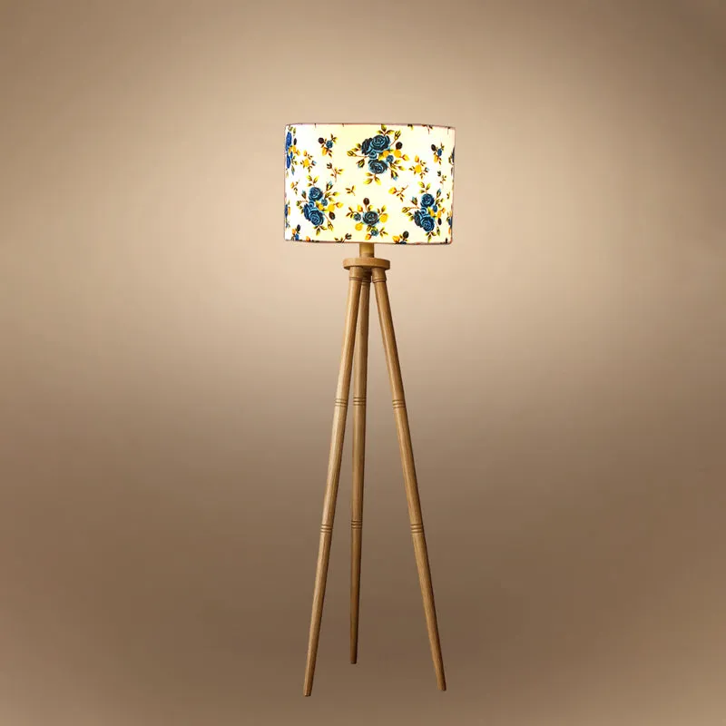 Fleur Tripod Wooden Floor Lamp - White media 5