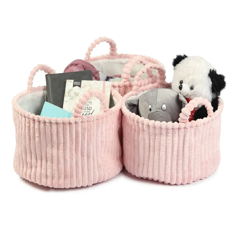 LineNest Fabric Storage Basket (Pink) - Set of Three media 5
