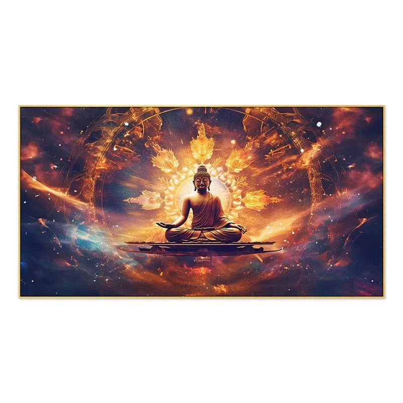 Buddha Serene Aura Canvas Wall Painting With Frame media 5
