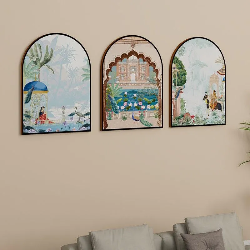 Royal Ritual Wall Painting - Set Of Three media 3