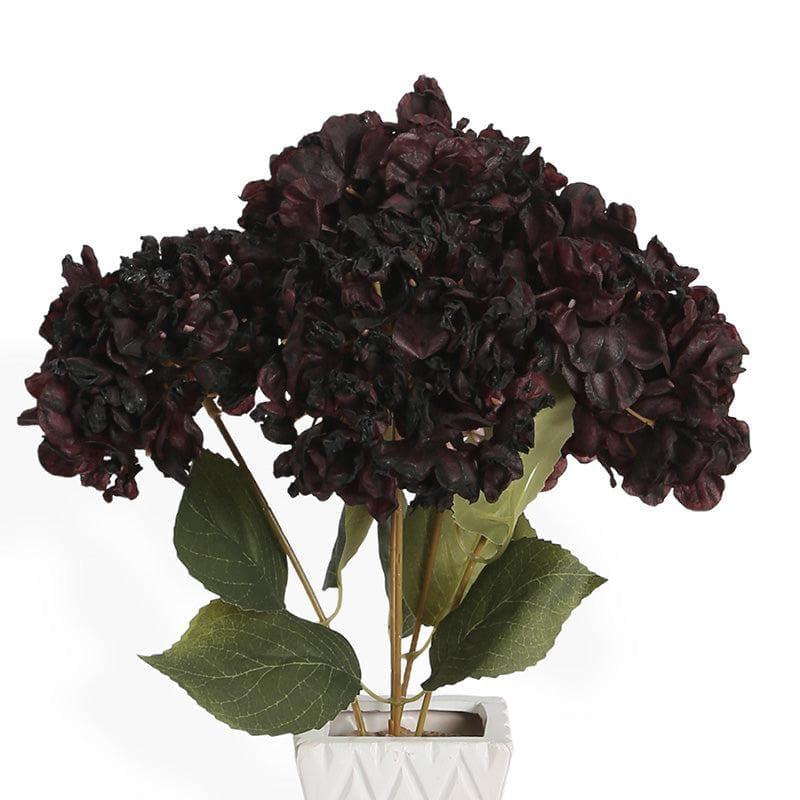 Faux Albidus Hydrangea Floral Bunch - Dark Plum media 4