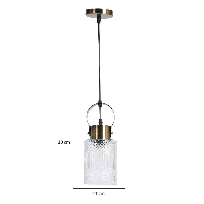 Elvion Textured Pendant Glass Ceiling Lamp media 8