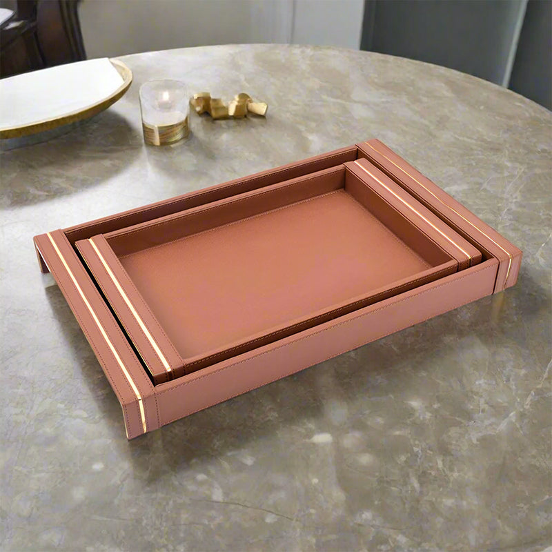 Ceastra Faux Leather Serving Tray - Brown