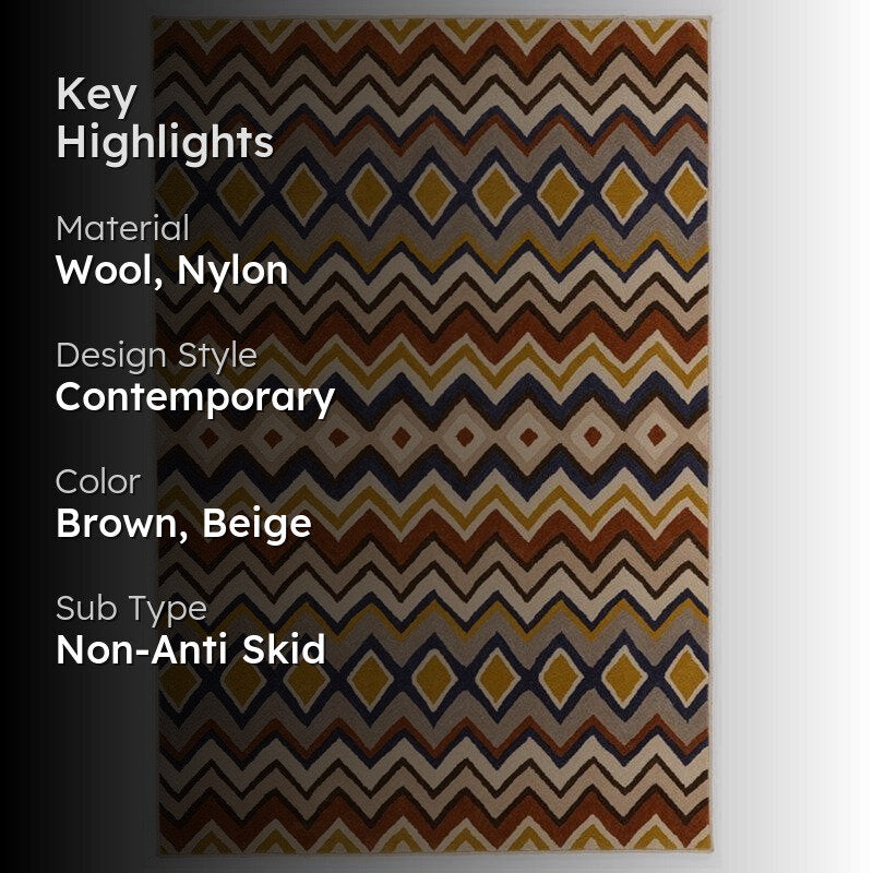 Shelob Hand Tufted Geometric Wool & Nylon Carpet - Rust Brown media 2