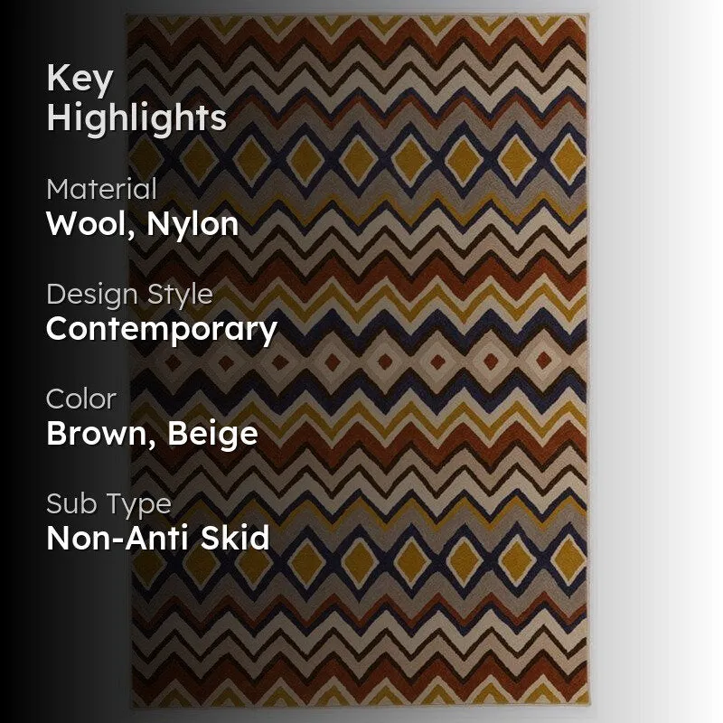Shelob Hand Tufted Geometric Wool & Nylon Carpet - Rust Brown media 2