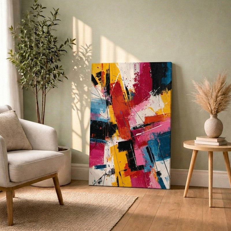 Chromatic Clash Abstract Canvas Wall Art