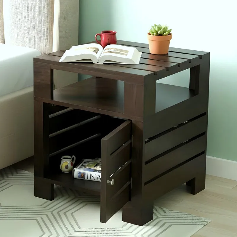 Wverix Sheesham Wooden Side & Bedside Table - Black media 3