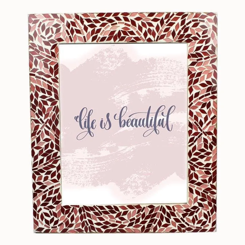 Mosaic Leaflets Photo Frame - Maroon media 3