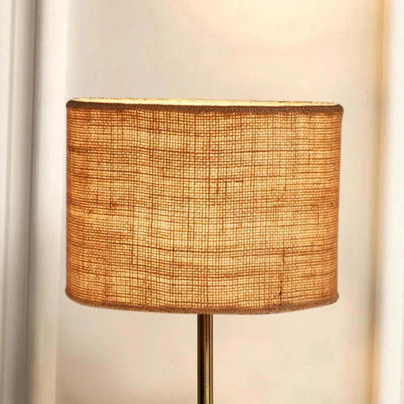 Loft Gleam Jute & Metal Table Lamp (Drum) - Beige,Gold media 3