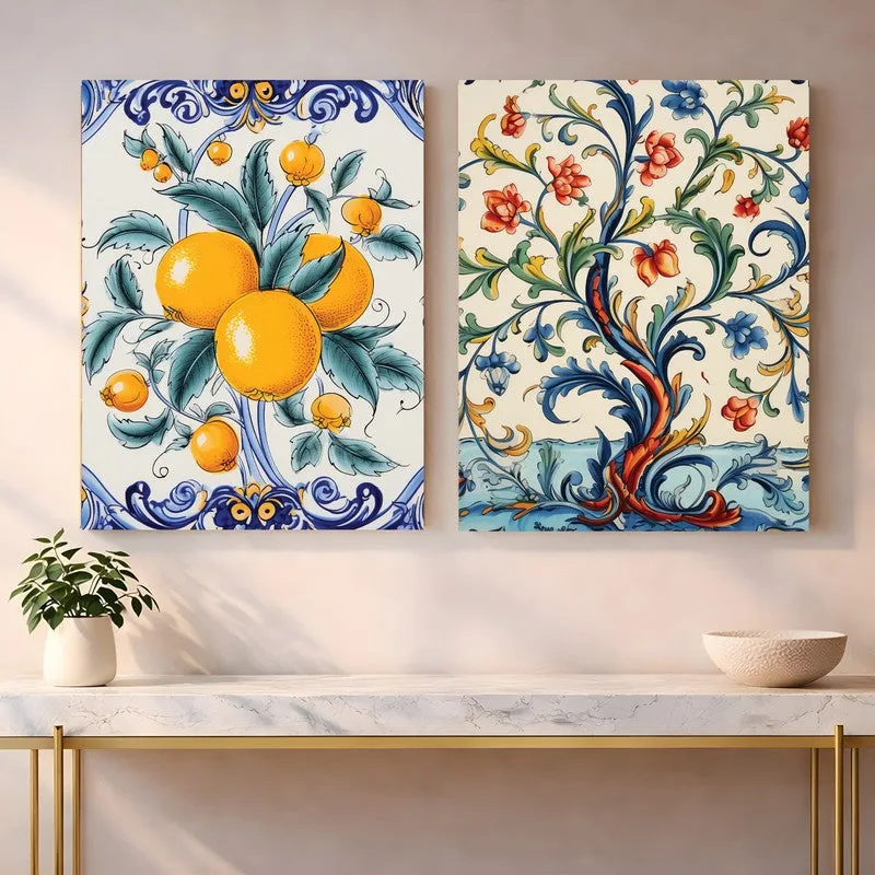 Zesty Ethnic Canvas Wall Art - Set of Two media 1