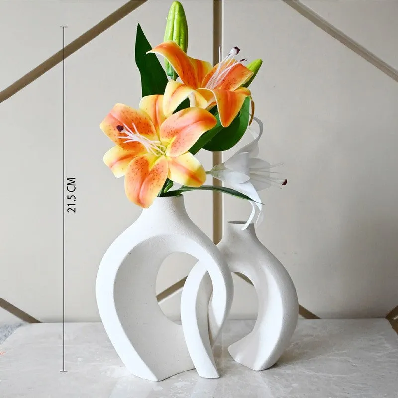 Harmony Loop Sculptural Ceramic Vase Set (White) - Set Of Two media 7