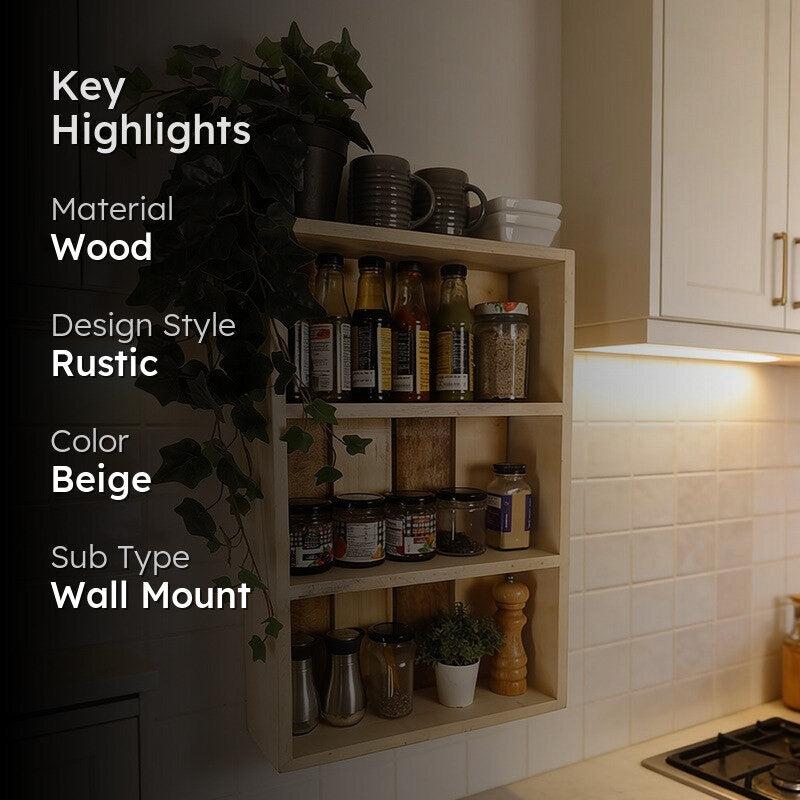 Samurack Wooden Kitchen Storage Wall Shelf media 2